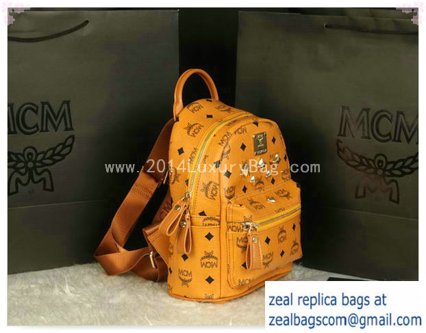 High Quality Replica MCM Stark Backpack Medium in Calf Leather 8003 Camel - Click Image to Close